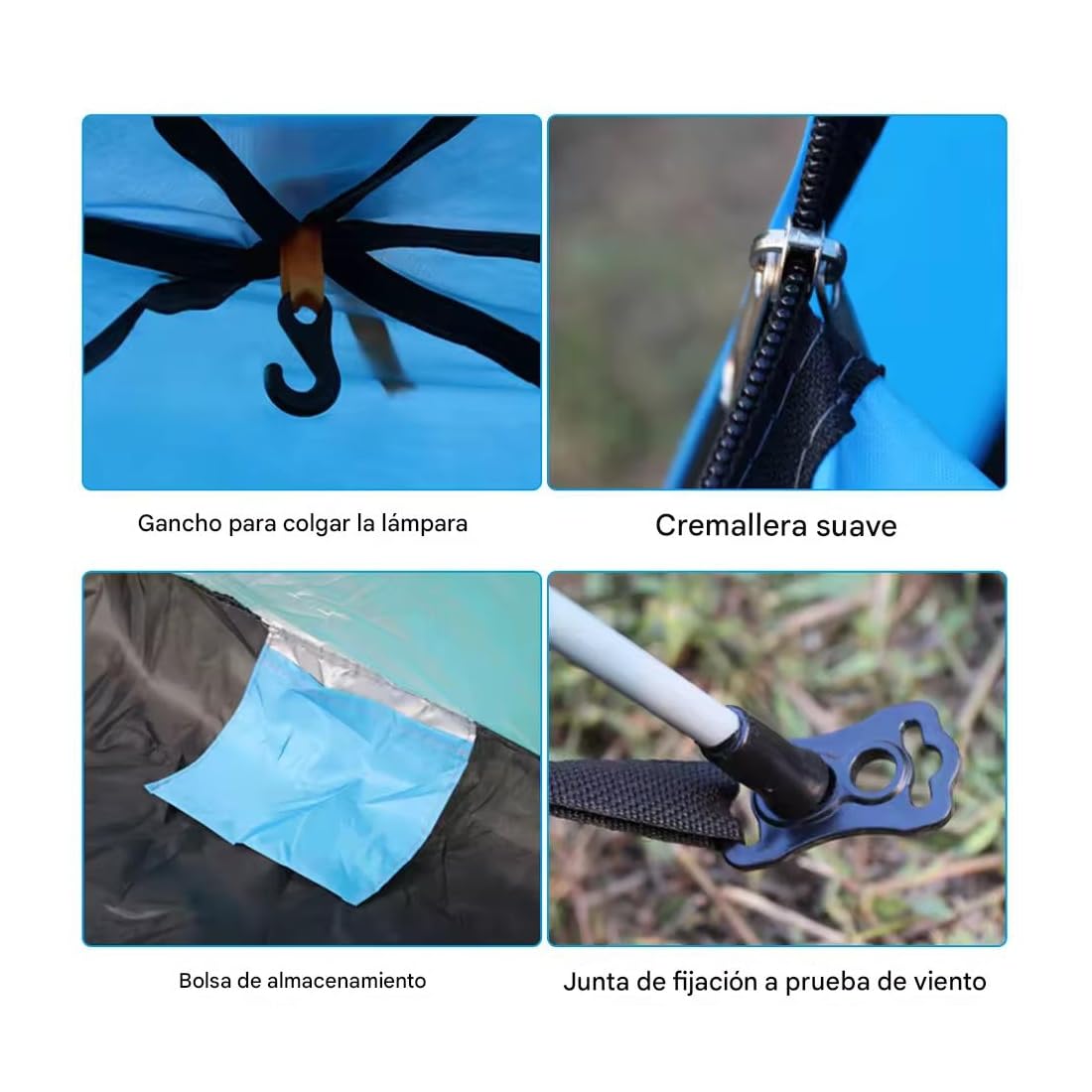 PandaHome Tienda de Campaña Instantánea Pop Up Ligera, Automática, A Prueba de Agua, Resistente al Viento, Refugio de Sol en la Playa.Color Verde/Azul (para 2-3 Personas)