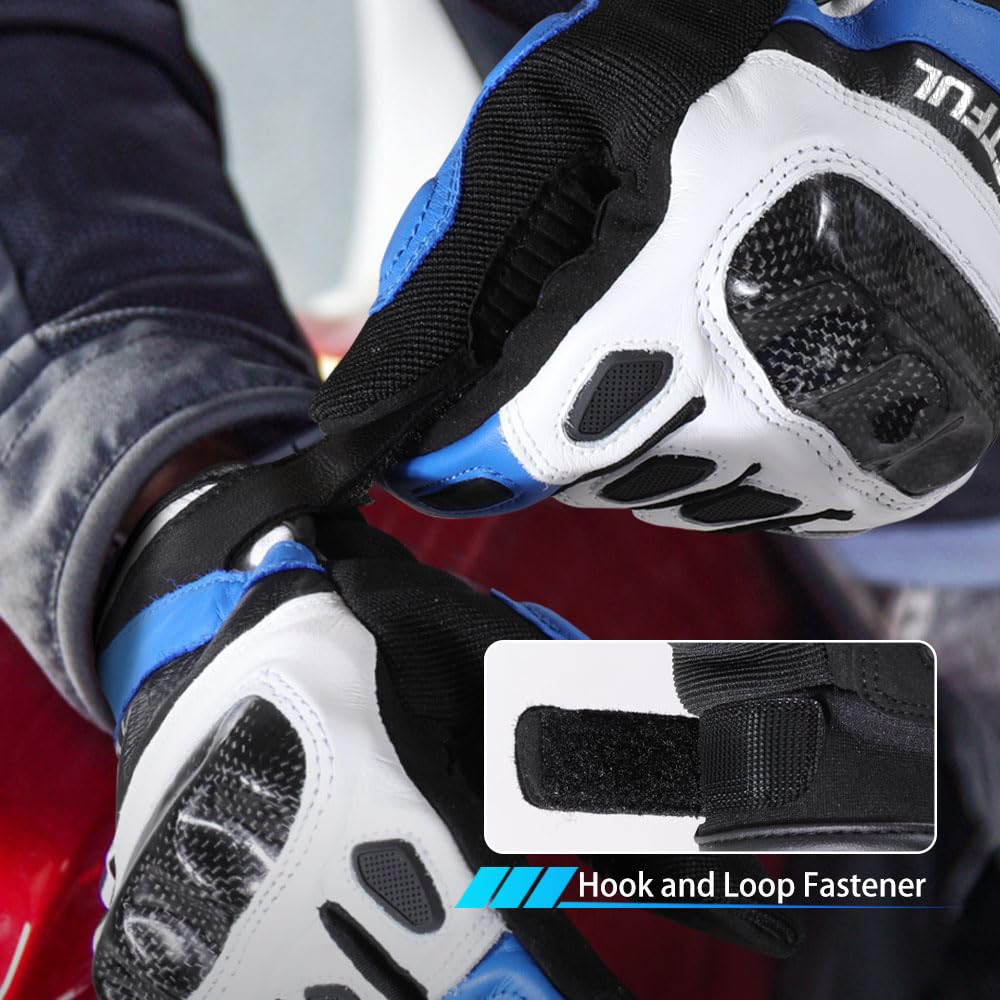 WTACTFUL Guantes de piel de cabra para motocicleta con nudillos de carbono para máxima protección y comodidad