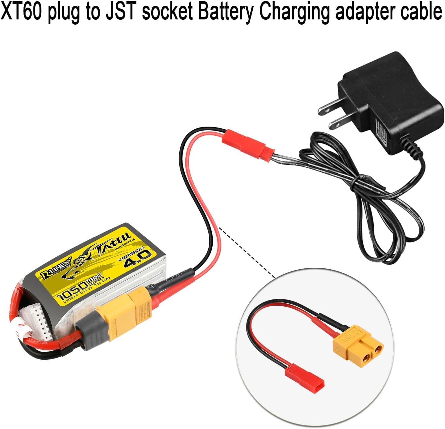 YUNIQUE GREEN-CLEAN-POWER - XT60 14AWG Kabeladapter | 1 Vrouwelijk naar 2 Mannelijk voor RC Batterijen | Ideaal voor Tello, WLtoys 144001, Geel Rood Zwart, Kunststof