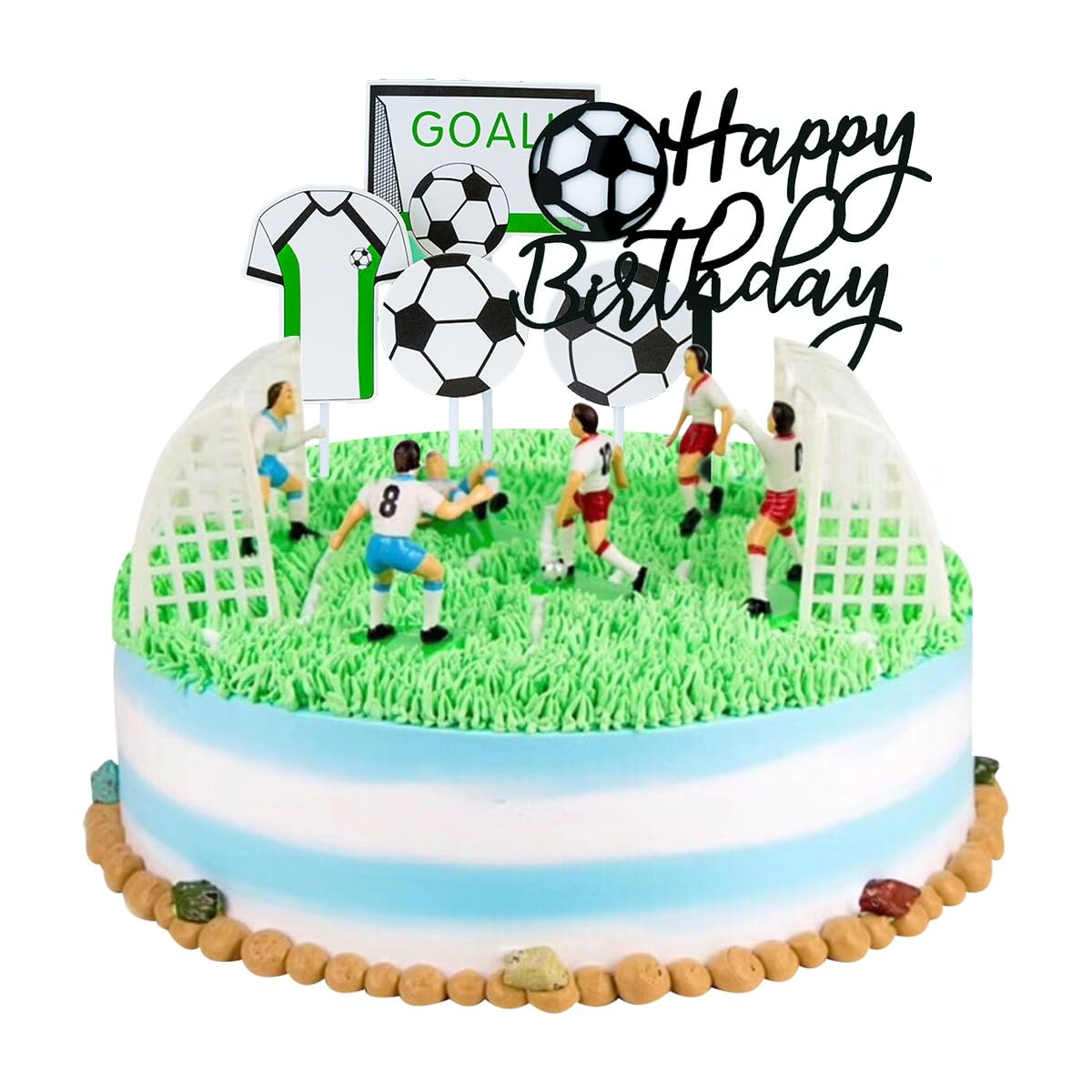 Decoracion Tarta Futbol,14 Piezas simyron Decoración Cumpleaños Futbol,Tarta Futbol Feliz Cumpleaños, Kit de Decoración Fútbol, Toppers para Tartas Infantiles Cake Topper Figuras Pastel Topper