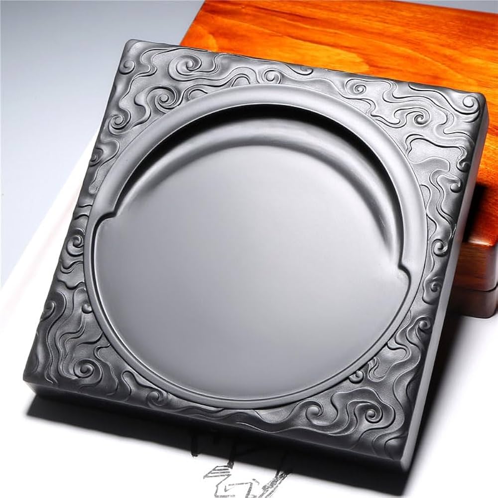 彫刻装飾付き硯 Amazon | 彫花硯 天然石 14.5cm 歙州硯 老坑 硯石 手彫り 書道