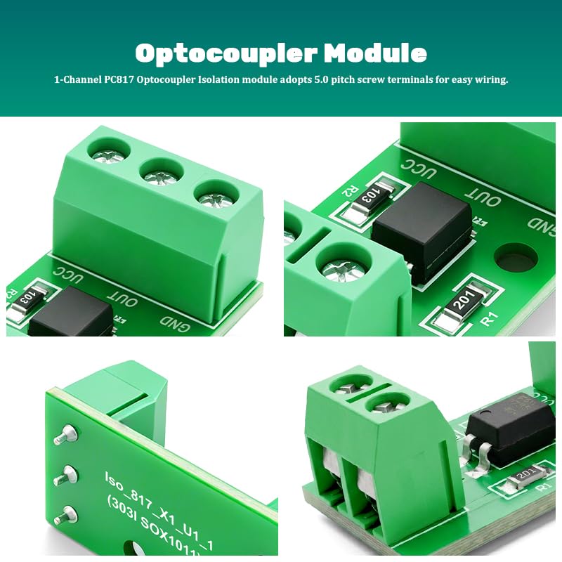 Optocoupler Module 12V PC817 Opto-Isolator Module 4 Pack | Single Channel Signal Isolation Board, Anti-interference Circuit Accessory