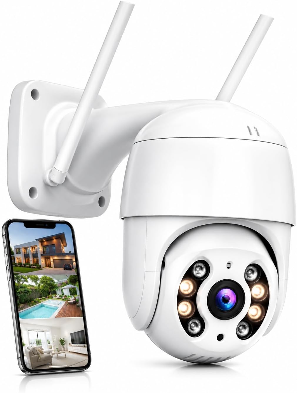 Câmera de Segurança Wi-Fi Externa A8 1080p PTZ 360° com Visão Noturna Colorida, Áudio Bidirecional, App ICSee em Português, Homologação Anatel e IP66