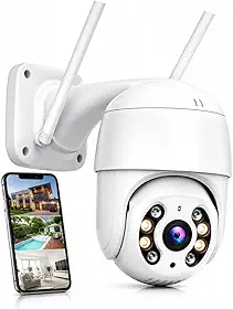 Câmera de Segurança Wi-Fi Externa A8 1080p PTZ 360° com Visão Noturna Colorida, Áudio Bidirecional, App ICSee em Português, Homologação Anatel e IP66