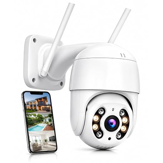 Câmera de Segurança Wi-Fi Externa A8 1080p PTZ 360° com Visão Noturna Colorida, Áudio Bidirecional, App ICSee em Português, Homologação Anatel e IP66