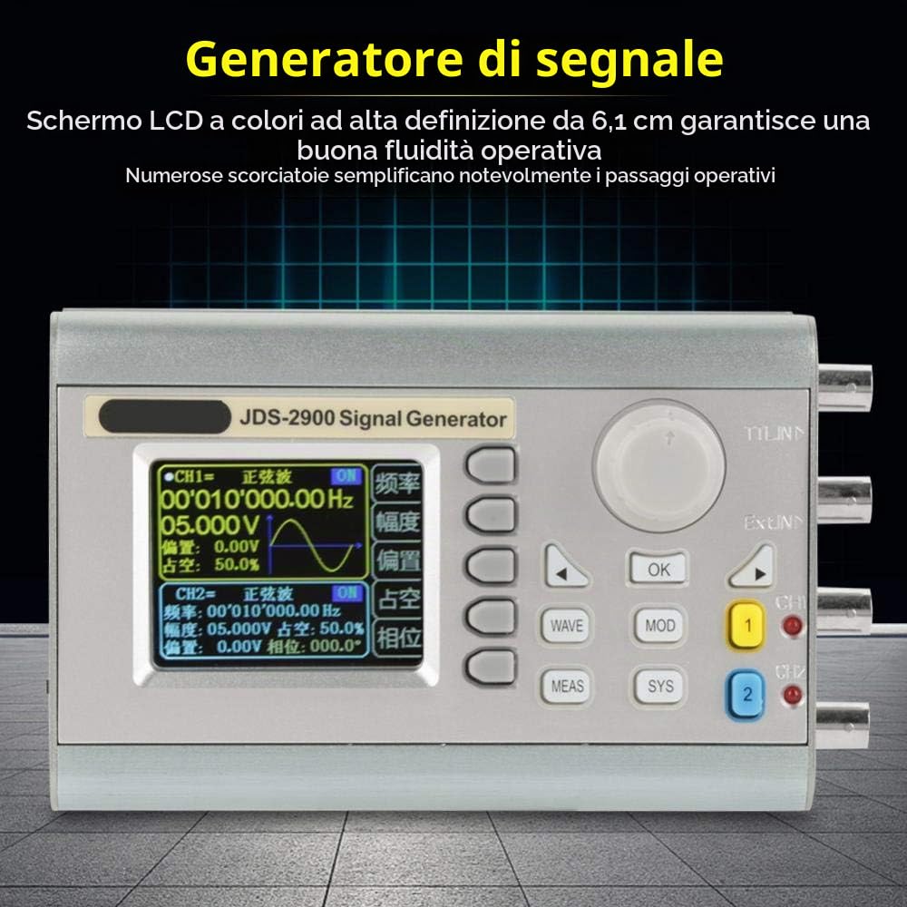 Generatore di Funzioni, Akozon JDS2900 DDS Generatore di Segnale a Doppio Canale ad Alta Precisione 15/30/ 40/50 / 60 MHz Function Generator Segnali 266MSa / s(15MHz)