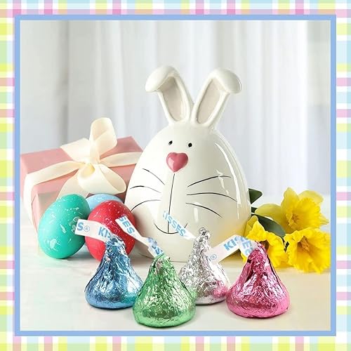 Miniatura 3 de Hershey's - Besos de Pascua, chocolate con leche, (2 libras), a granel, envueltos en una hermosa lámina azul pastel, rosa, verde y plateada, ideal