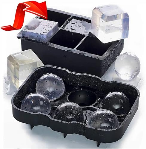 ITSCHEAPY juego de 2 bandejas de cubitos de hielo de silicona moldes de hielo para congelador bola de fabricación para cócteles de whisky molde de