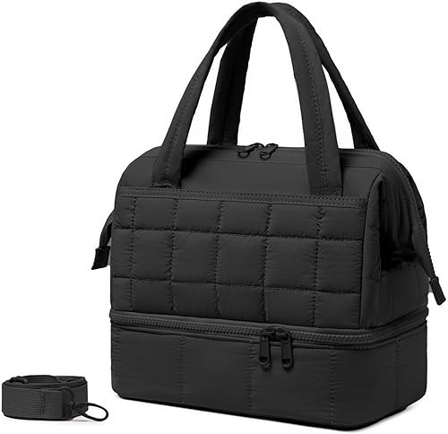 Bluboon Lonchera para mujer, lonchera aislada de doble cubierta, lonchera acolchada acolchada de amplia apertura, reutilizable, hielera para el