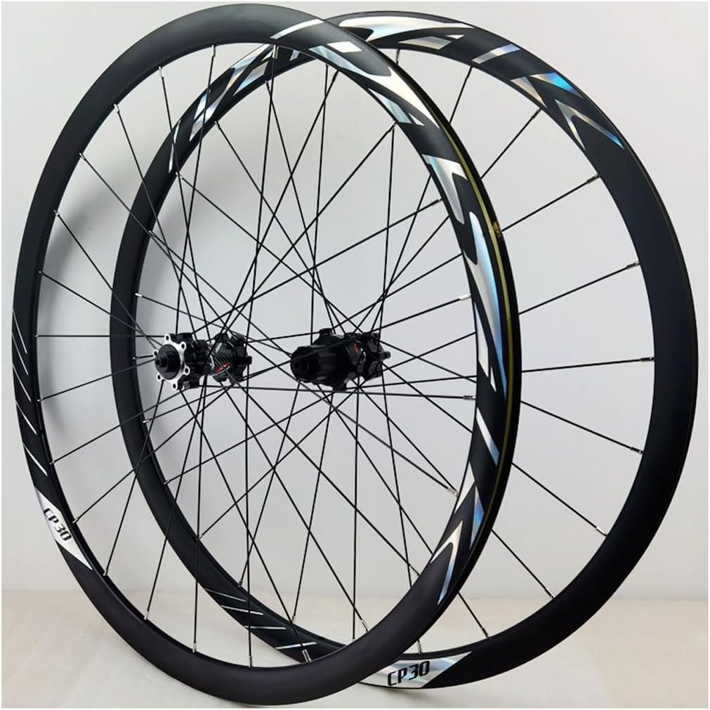 Road Bike Wheelset 700C Double Wall Aluminum Alloy Hybrid/MTB Bike Disc Brake 135mm QR Wheels Rim for 7-12 Speed Black