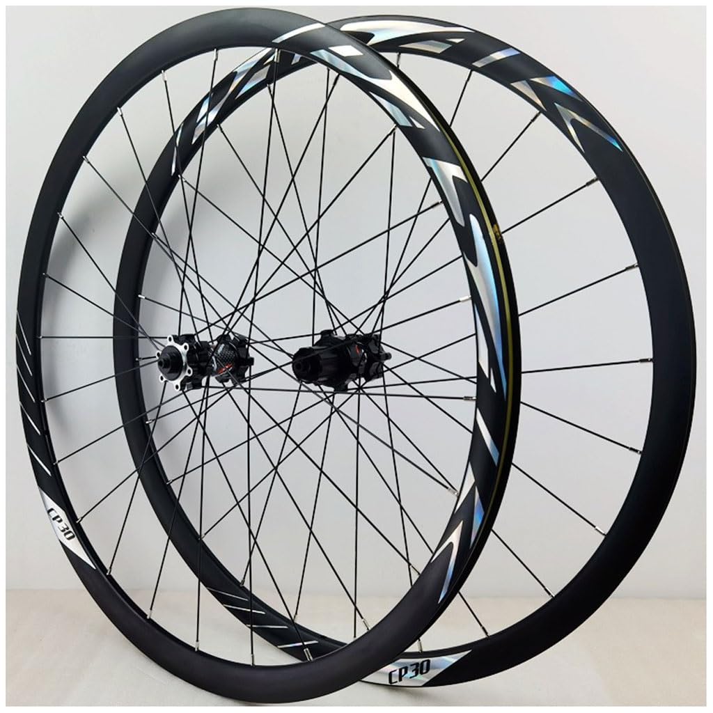 Aaddfdd Black Road Bike Wheelset 700C Double Wall Aluminum Alloy Hybrid/Mtb Disc Brake 135Mm Qr Wheels Rim For 7-12 Speed