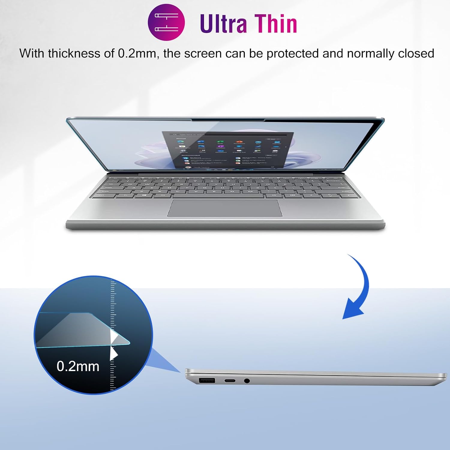 ProCase Microsoft Surface Laptop Go 3/2/1 12.4 Inch Privacy Screen Protector, Anti-Spy Tempered Glass Screen Film Guard for 12.4" Surface Laptop Go 2023/2022/ 2020