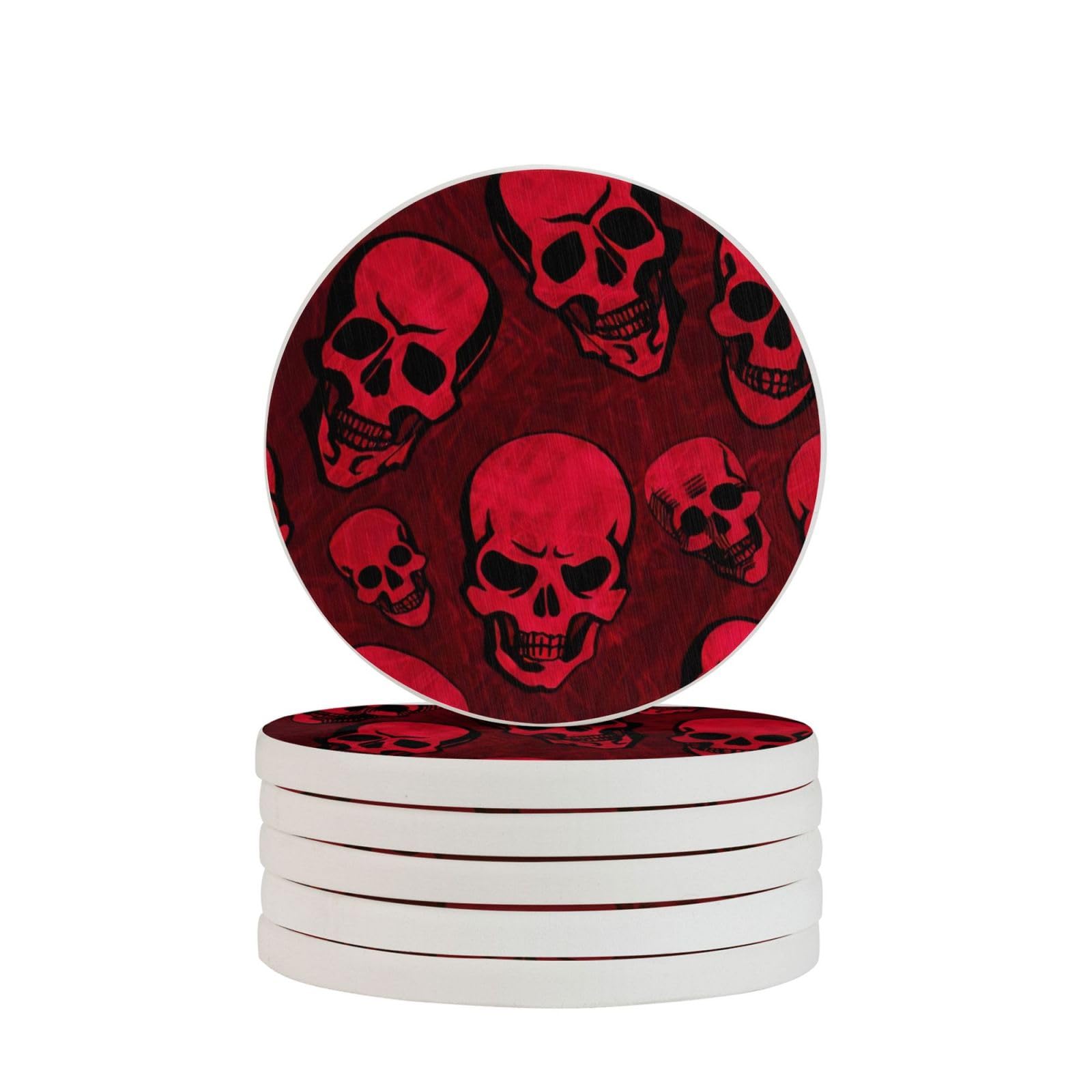 Dessous de verre tête de mort rouge diatomite idée cadeau originale