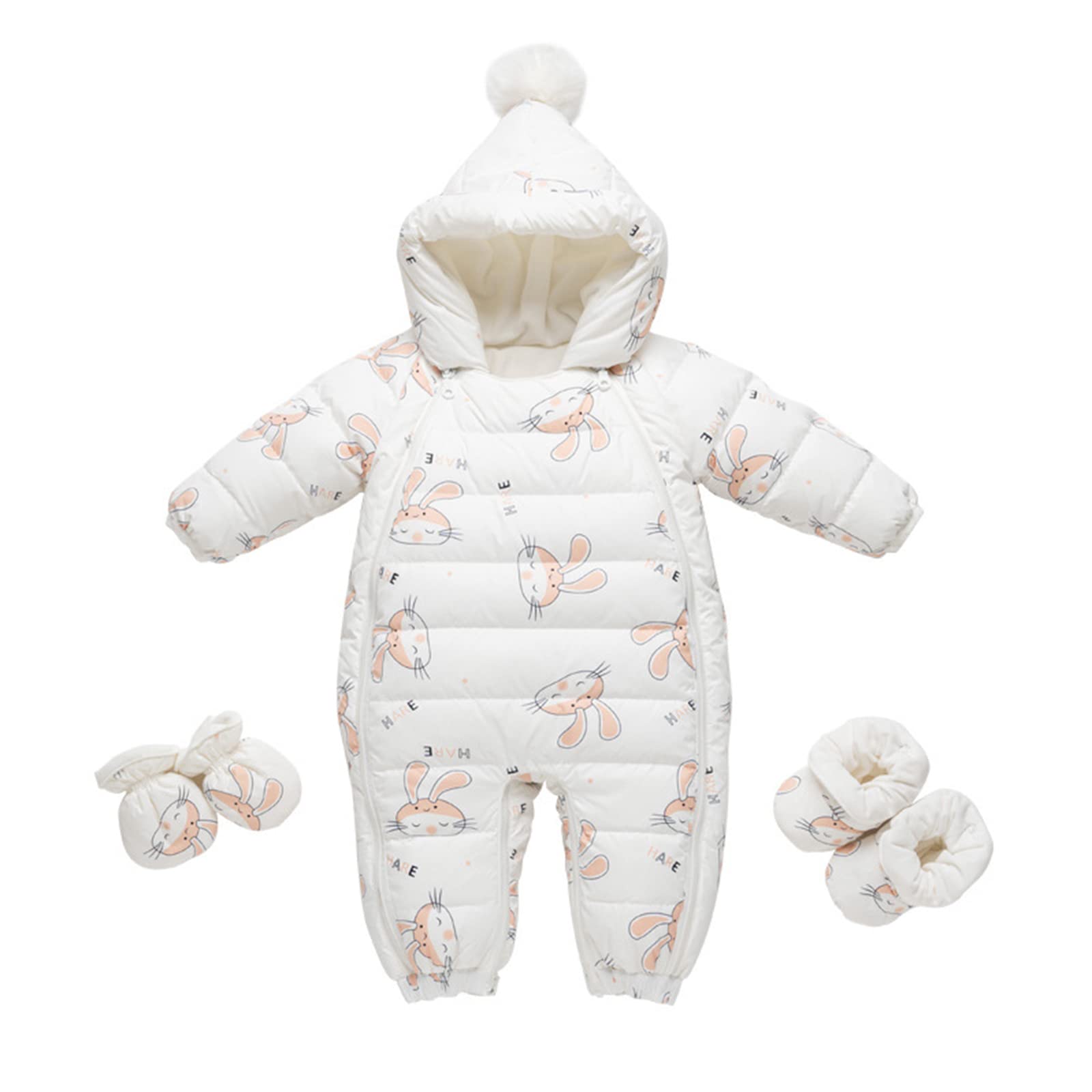 RELABTABY Baby Boys Winter Snowsuit Infant Toddler Girls Outwear Hooded Coat Warm Footie Snow Suit for 12-18M