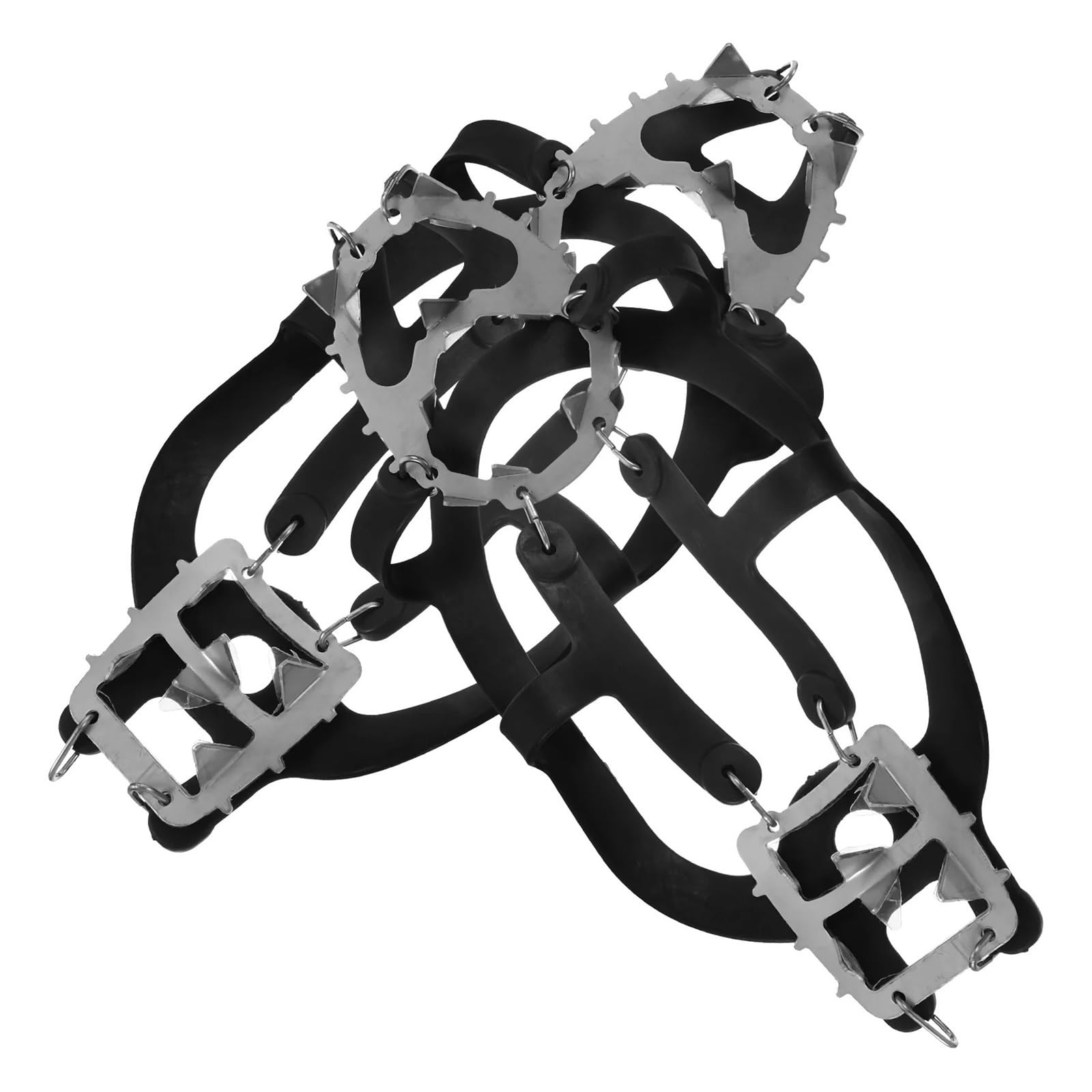 Grödel Stainless Steel Crampons 18 Teeth Design Anti Skid Lightweight Portable Ice Cleats for Outdoor Winter Shoes TPR Strap für Winterwanderungen