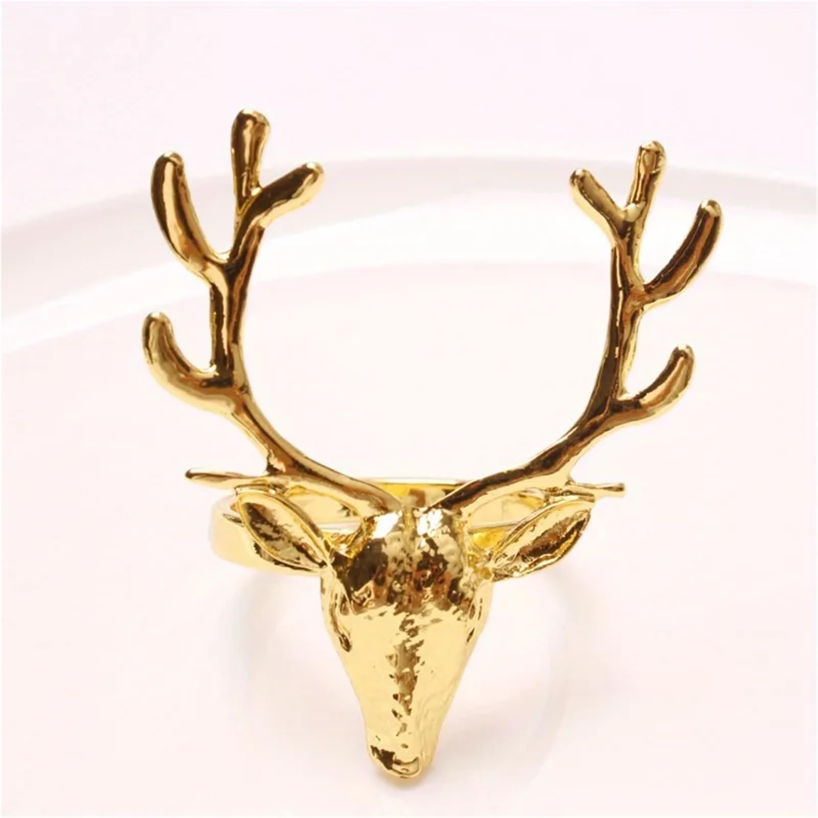 Lot de 48 ronds de serviette en forme de tête d'élan de Noël - Décoration de table de salle à manger (doré)
