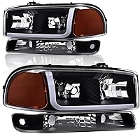 Vista 13 de PIT66 Conjunto de faros LED DRL BAR, compatible con GMC Sierra 1999-2006 /GMC Yukon 2000-2006, faros delanteros con lente ahumada, carcasa negra