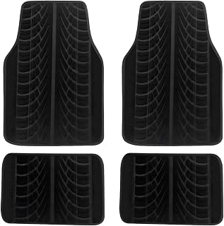 Premium 4-Piece Car Floor Mats,Black Carpet with tire Tread Pattern– Universal Fit for Sedan, SUV & Van, Car,Heavy Duty Auto Accessories Interior (Black)