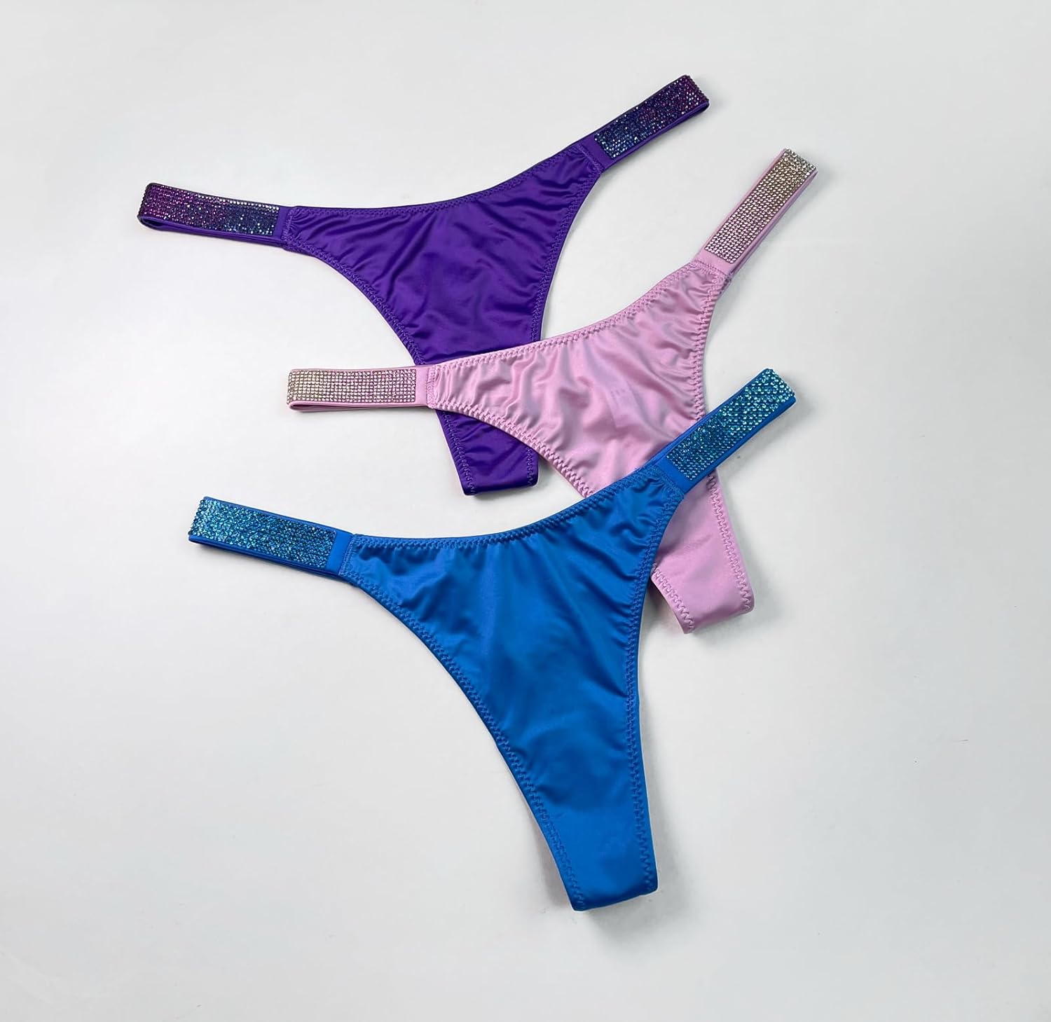 Womens Sexy Rhinestone Thongs Low Waist High Cut Bikini Underwear Hipster T Back Panties - Image 4