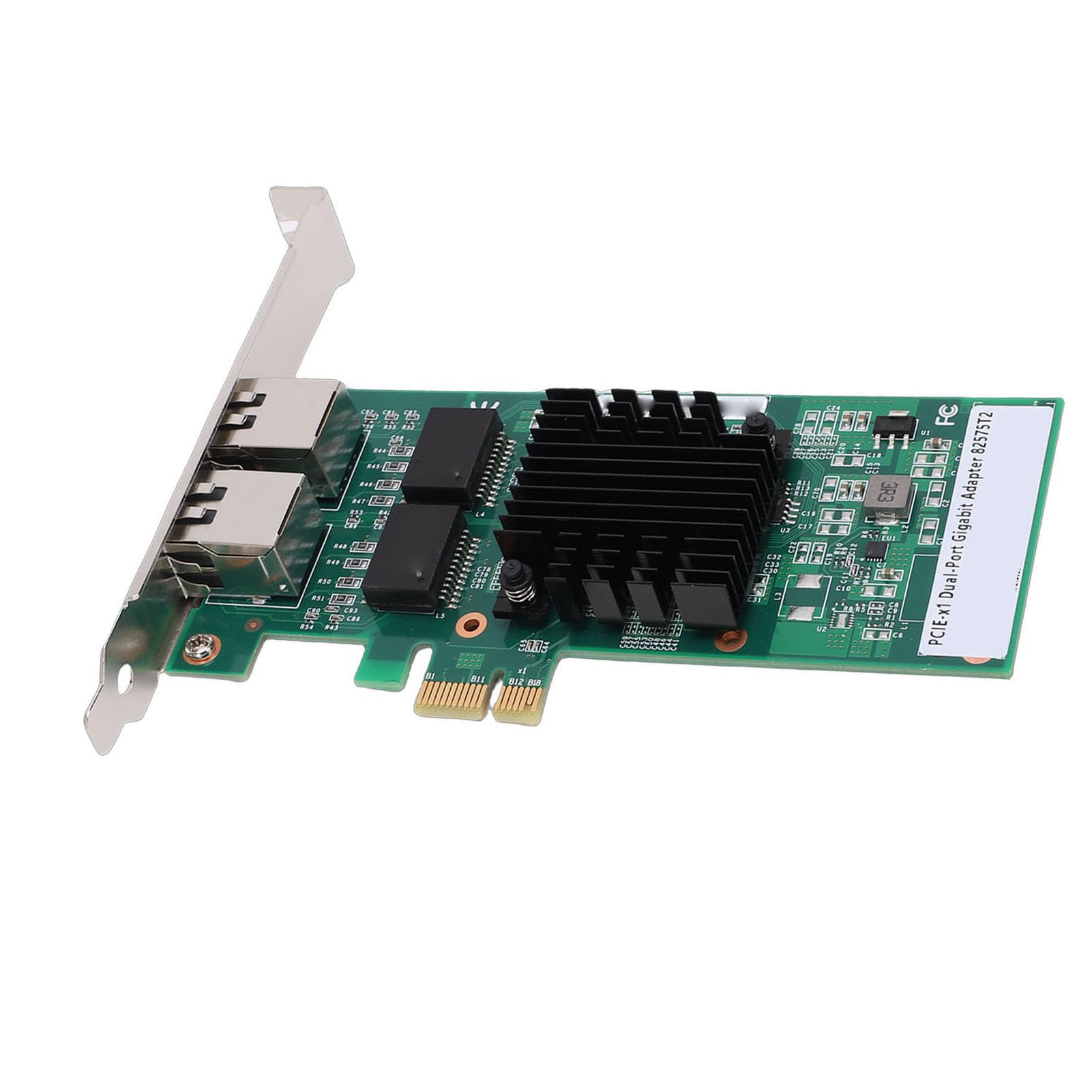 Aramox Scheda di Rete PCIe Adattatore di Rete PCI Express Doppio RJ45 con Chipset 82575 10 100 1000Mbps PCIe 2.0 X1 a Basso Profilo per Server 11 PC