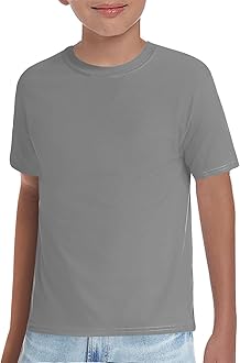 Haloumoning Boys T-Shirts Kids Short Sleeve Crewneck Solid Basic Tees Casual Tops 5-14 Years