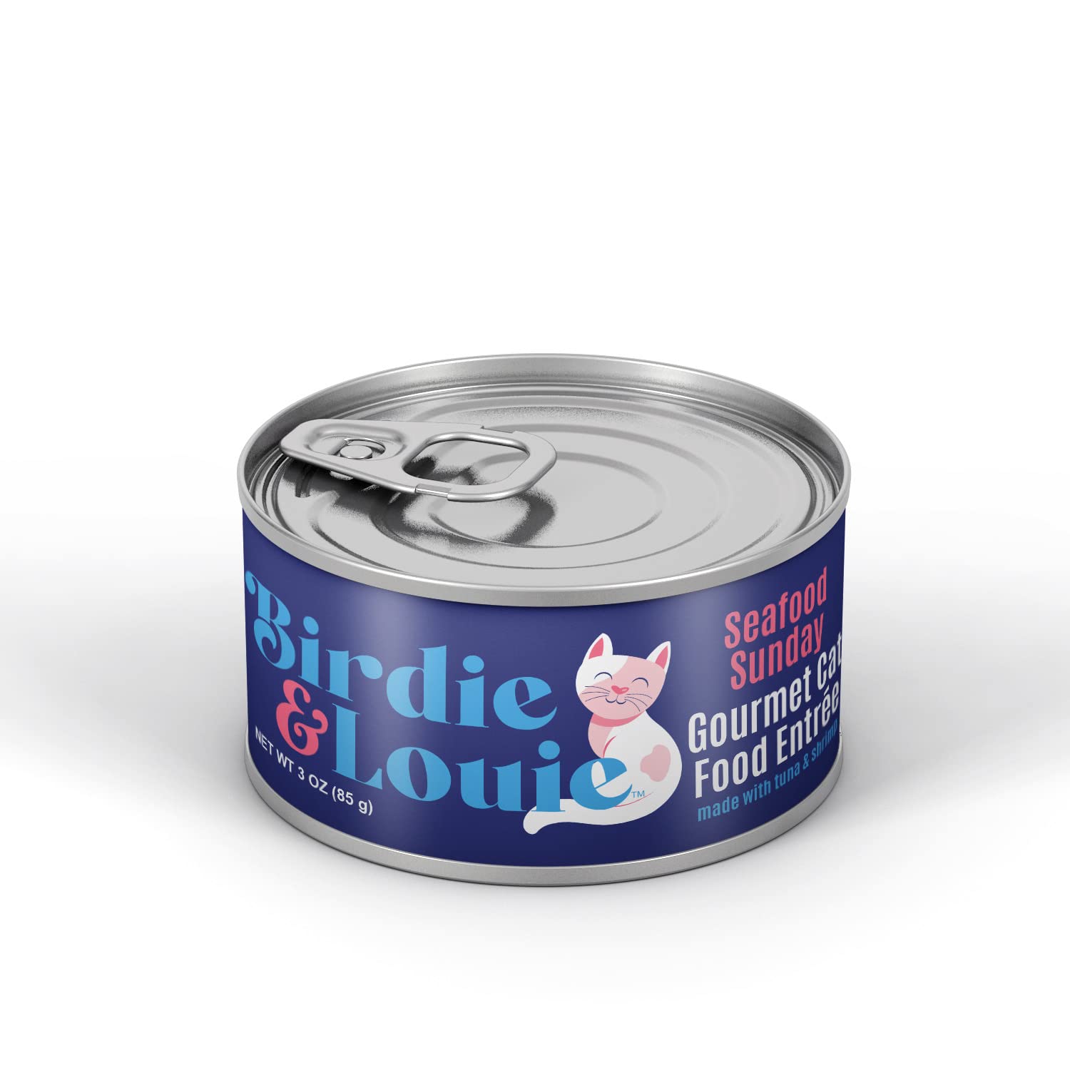 Birdie & Louie Seafood Sunday Tuna and Shrimp Wet Cat Food Gourmet Entrees, Flakes in Broth, 3oz. (36 Cans)