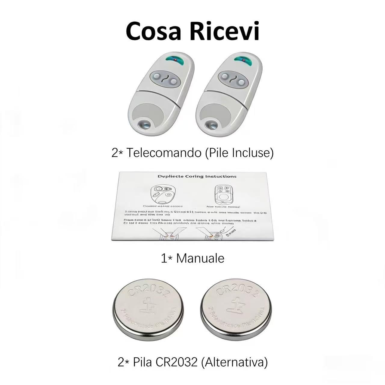 Telecomando Cancello Universale 433,92 MHz 2 Pezzi Compatibile 432EV 432EE 432NA