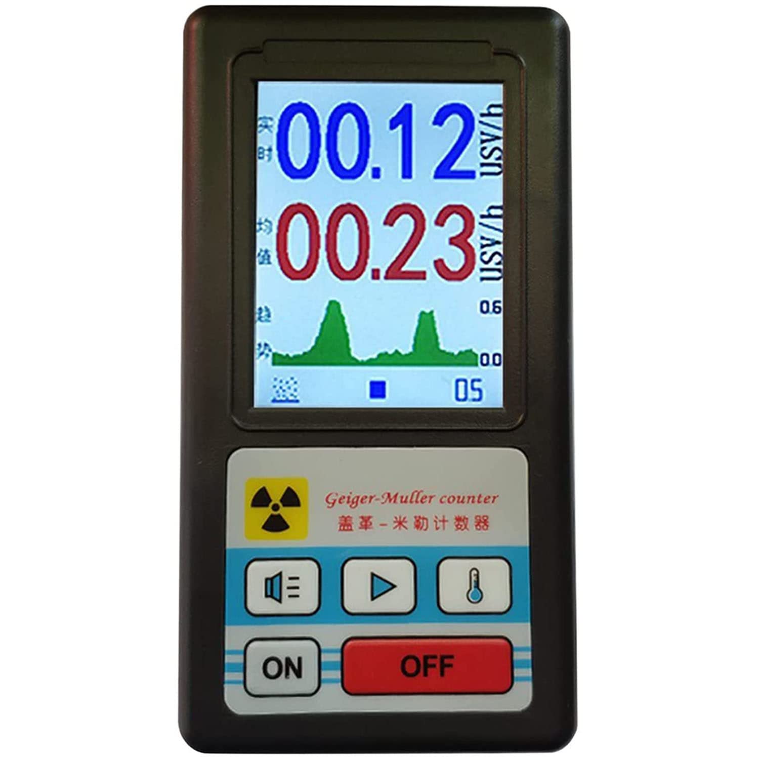 Detector de radiación nuclear de contador Geiger, probador de rayos X de rayos gamma beta, detector radiactivo, medidor de mármol de dosímetro personal medidor dosímetro portátil,Black