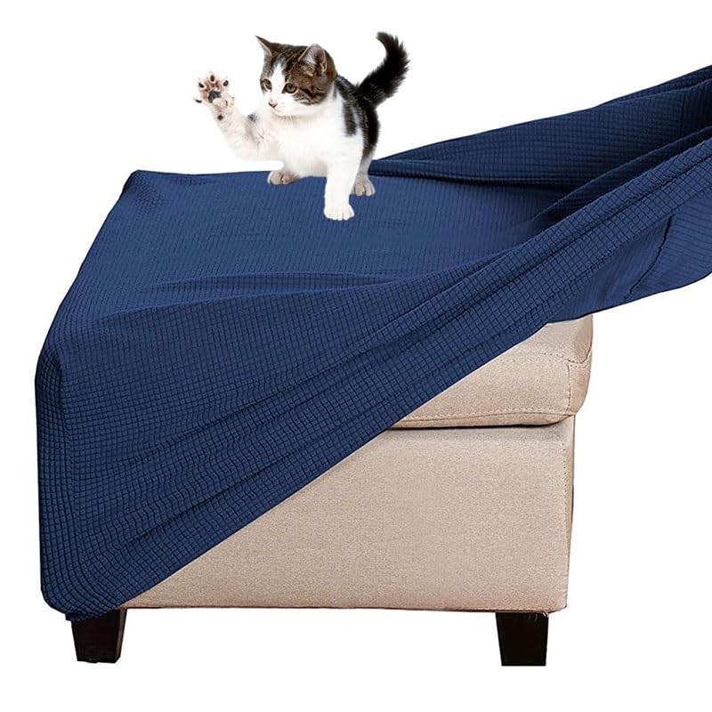 Ottoman Footstool Cover Footstool Slipcover Ottoman Covers Foot Stool Cover Pouffe Cover Footstool Protector Covers Square Rectangle Round Small Large Stretch Jacquard Velvet ( Color : #01 , Size : Sq — image 1