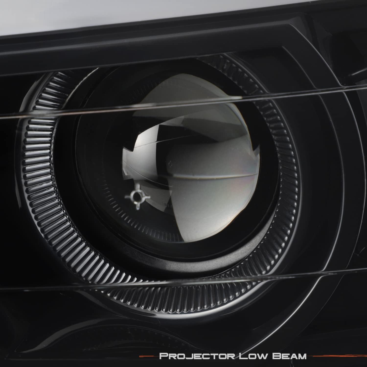 Close-up of the projector low beam lens