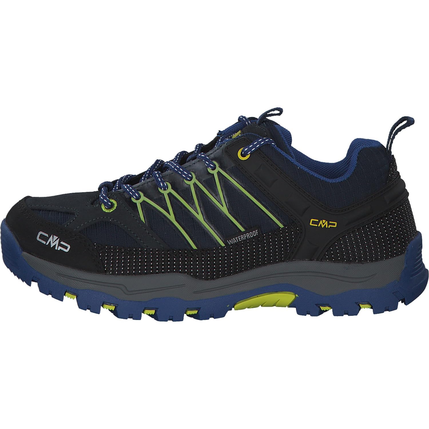 CMP Kids Rigel Low Trekking Shoes Kids WP, Zapatos de Trekking Unisex niños, Negro Azulado Eléctrico, 38 EU