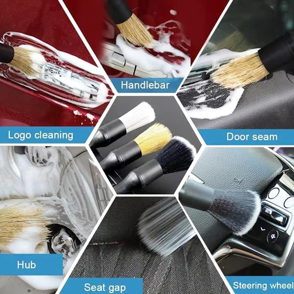 8PCS Car Detailing Brush Set，Soft Car Cleaning Brush，for Cleaning interiors Car Betailing Kit，Ventilation Opening、Console、Seat Seam