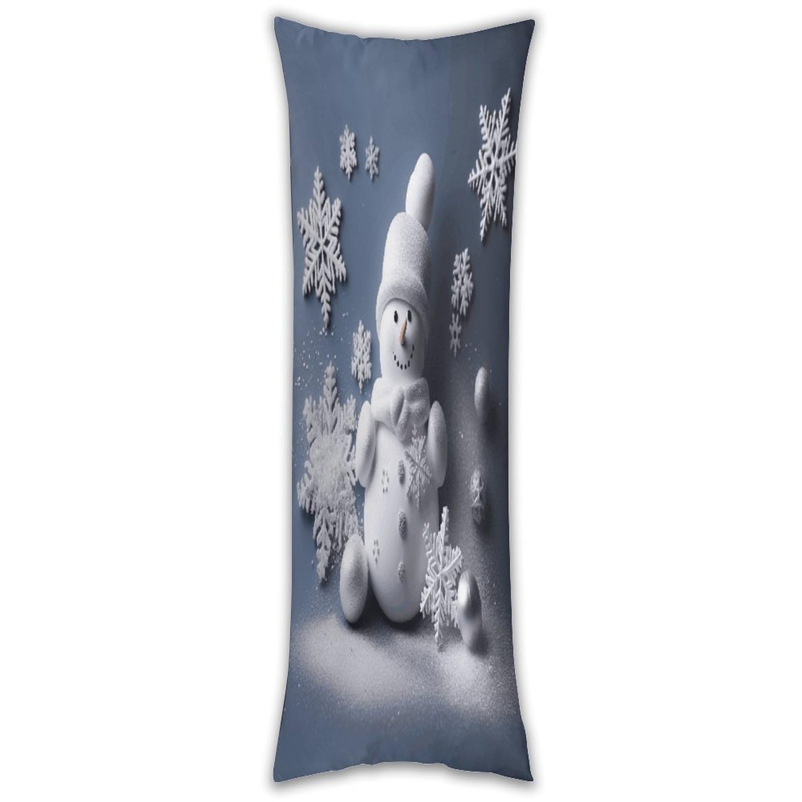 Snowman Stars and Snowflakes Long Pillow Case with Zipper Ultra Soft Microfiber Long Pillow Cover Breathable Body Pillow Protector Soft Wrinkle Pillowcase for Bed Sofa Bedroom 53 X 19 in