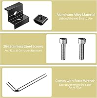 Vista 3 de 10pcs Solar Panel End Clamp 30mm/35mm, Anbte Aluminum Z Brackets for Solar Panels Solar Mounting Brackets Kit with Nuts Bolts for Solar Panel Pv