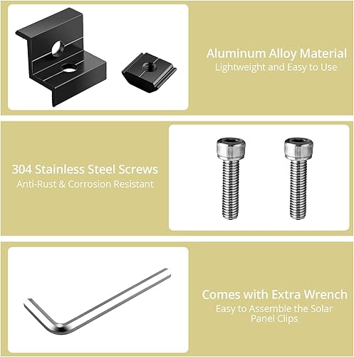 Miniatura 3 de 10 abrazaderas de extremo para panel solar de 1.181 in/1.378 in, soportes Z de aluminio para paneles solares, kit de soportes de montaje solar con