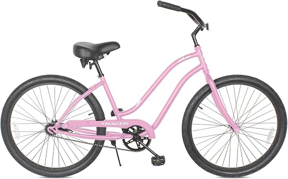 Tracer ACE 26-Inch Mens and Womens Beach Cruiser Bike Single-Speed Coaster Brake for Adults, Step-Over or Step-Through Frame Multiple Colors