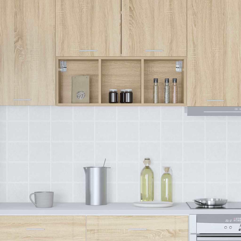 Armadietto sospeso in rovere Sonoma, 30 x 29,5 x 80 cm, moderno mobile da cucina con spazio e ripiano per riporre e ordinare in cucina, bagno o cantina