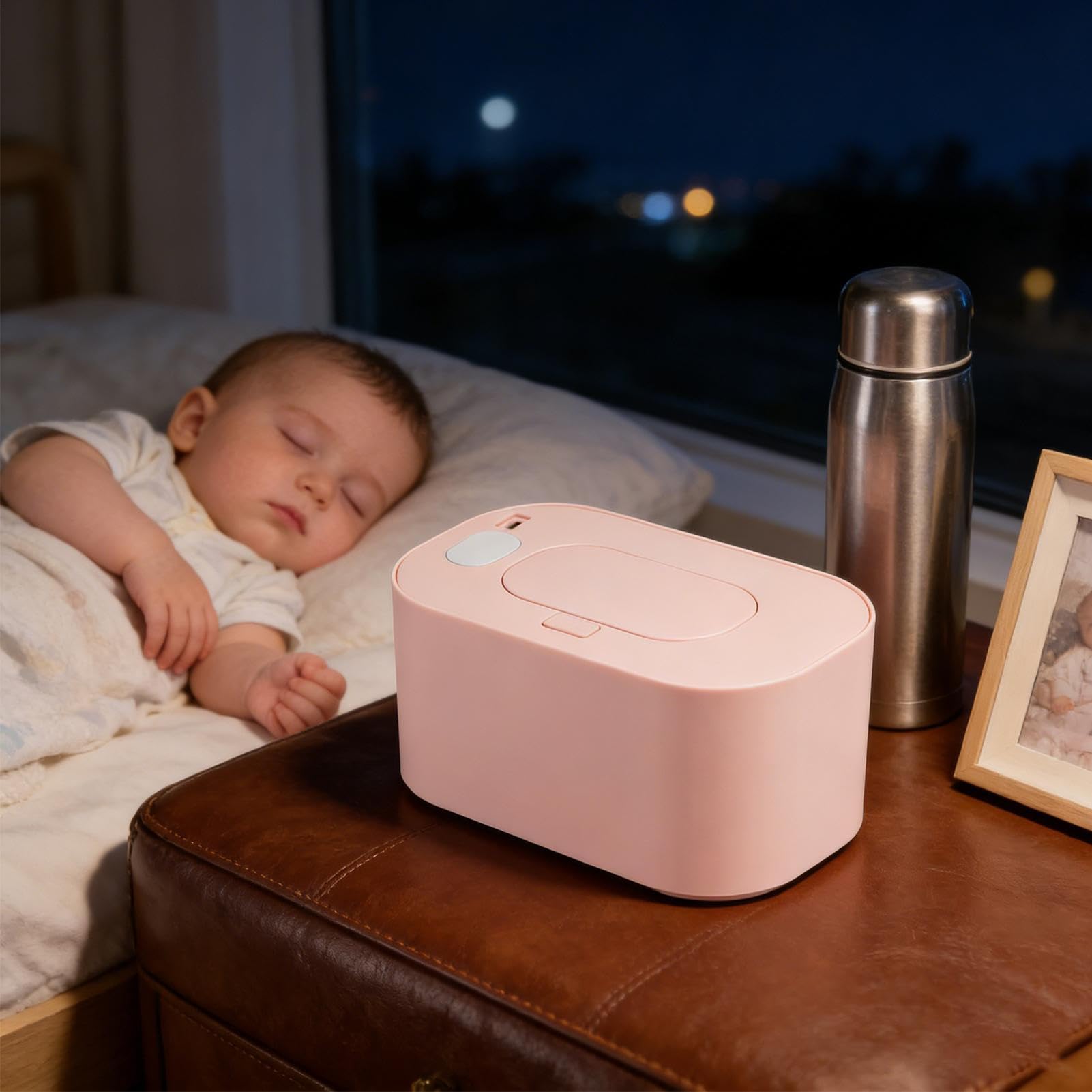 Calentador De Toallitas Portátil, Calentador Silencioso de Gran Capacidad, Dispensador con Temperatura Constante, Para Viajes Coche Cuidado Infantil Cambiador Mesita de Noche Almacenamiento