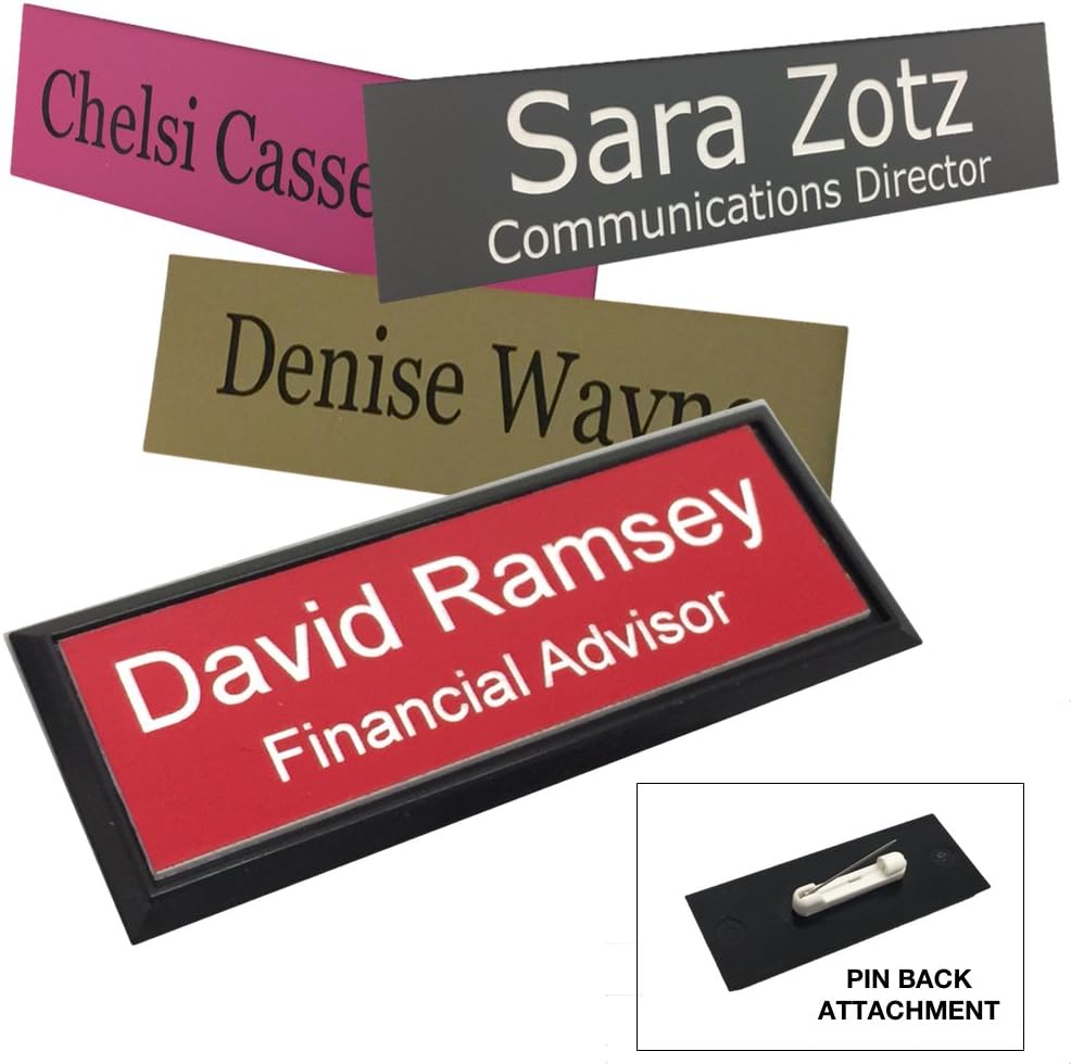 Business Name Tag/ID Badge Personalized - Laser Engraved, Pin Back - Customized
