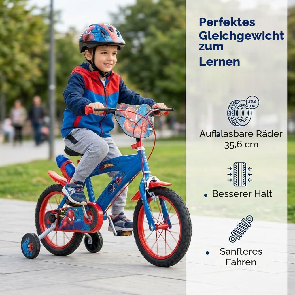 Toimsa Fahrrad 14 Zoll Spiderman Huffy 4/6 Jahre, bunt, 14874, 14 inches