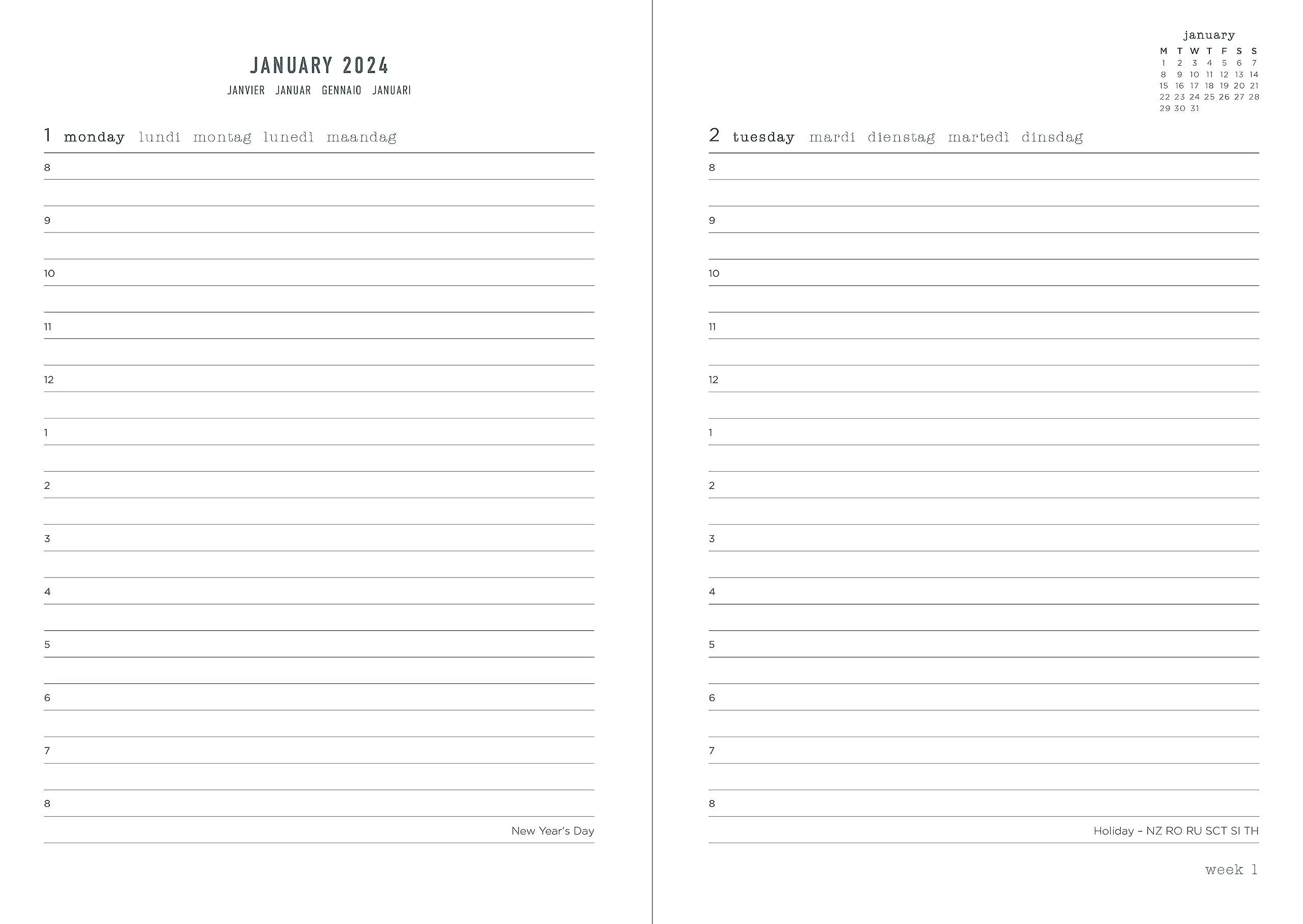 Letts Big Plans A5 2024 day to page with appointments diary - stone - Image 2