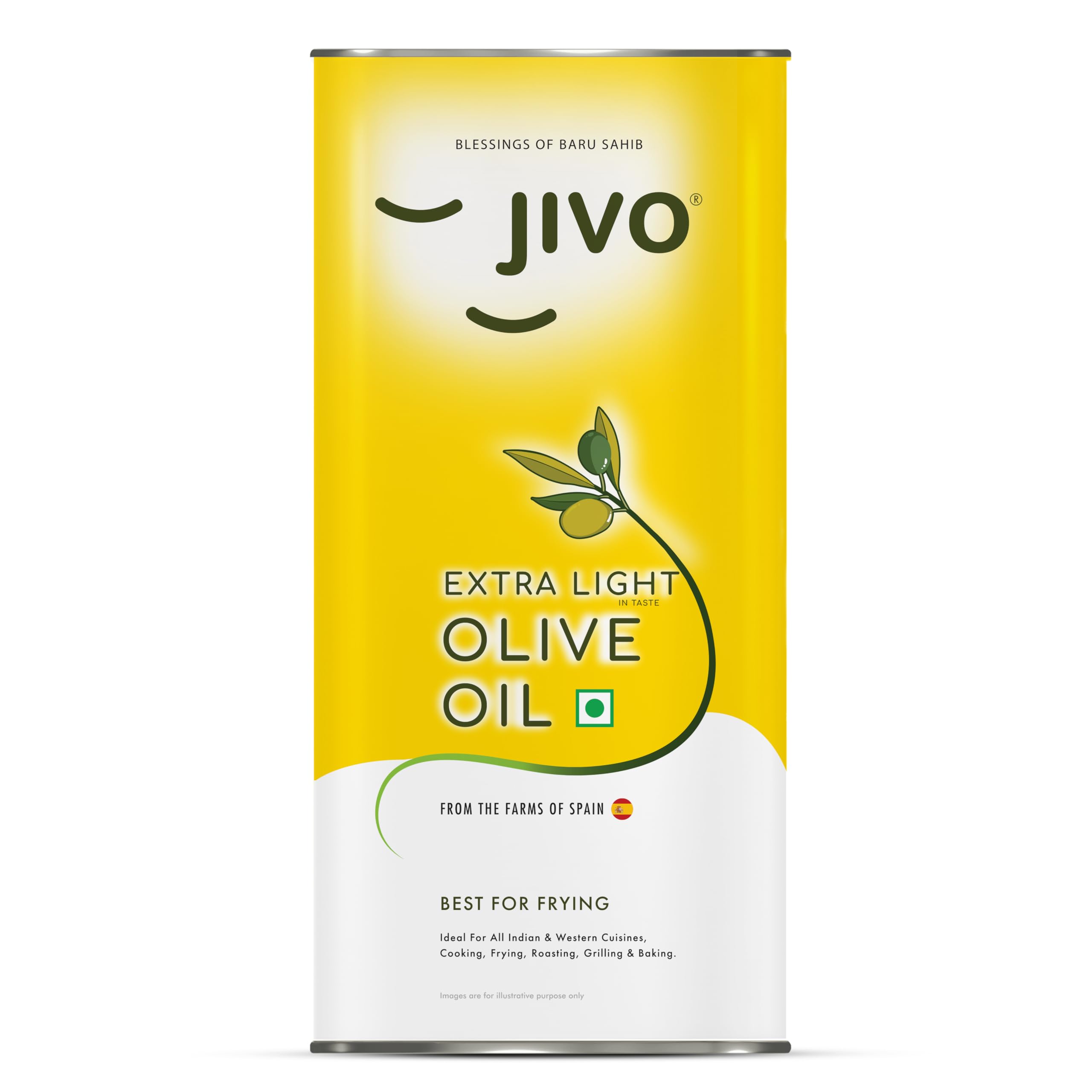 Extra Light Olive Oil 5 Litre TIN | Imported from Spain | Recommendable Daily Cooking for Roasting, Frying, Baking All type of Cuisines| Low Saturated Fat, Low Saturated Fat |