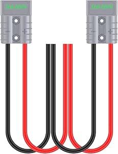 CESFONJER Battery Connection 2 Pack 50A Plug - Quick Connect Battery Connector with 8AWG Electric Cable (60cm Red / 60cm Black) for Car, RV, Caravan, Motorcycle, Boat