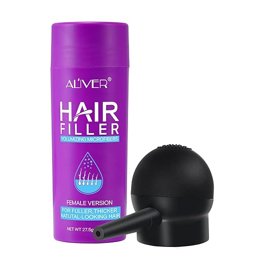 Fibras capilares para adelgazar el cabello para mujeres con aerosol, color marrón oscuro, fibras de construcción de cabello de 0.72 onzas, oculta