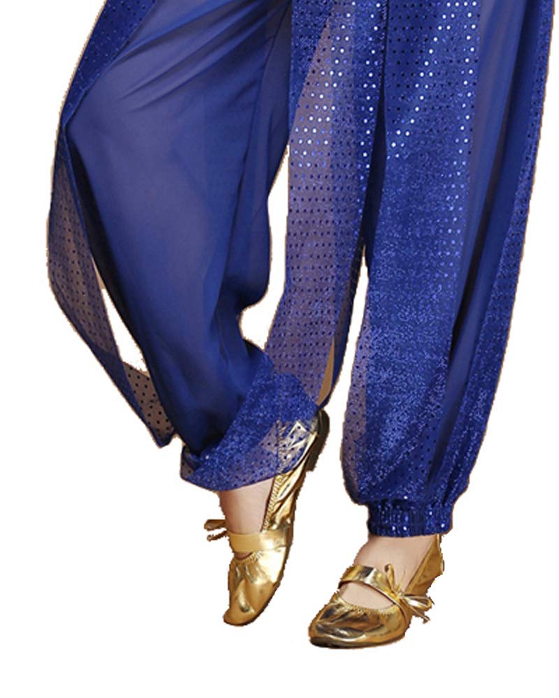 Womens danzatrice del Ventre 4 Pezzi Vestito Costume Set con Il Massimo dei Pantaloni Testa Velo Sciarpa dell'anca per Ballare Egiziano Arabian