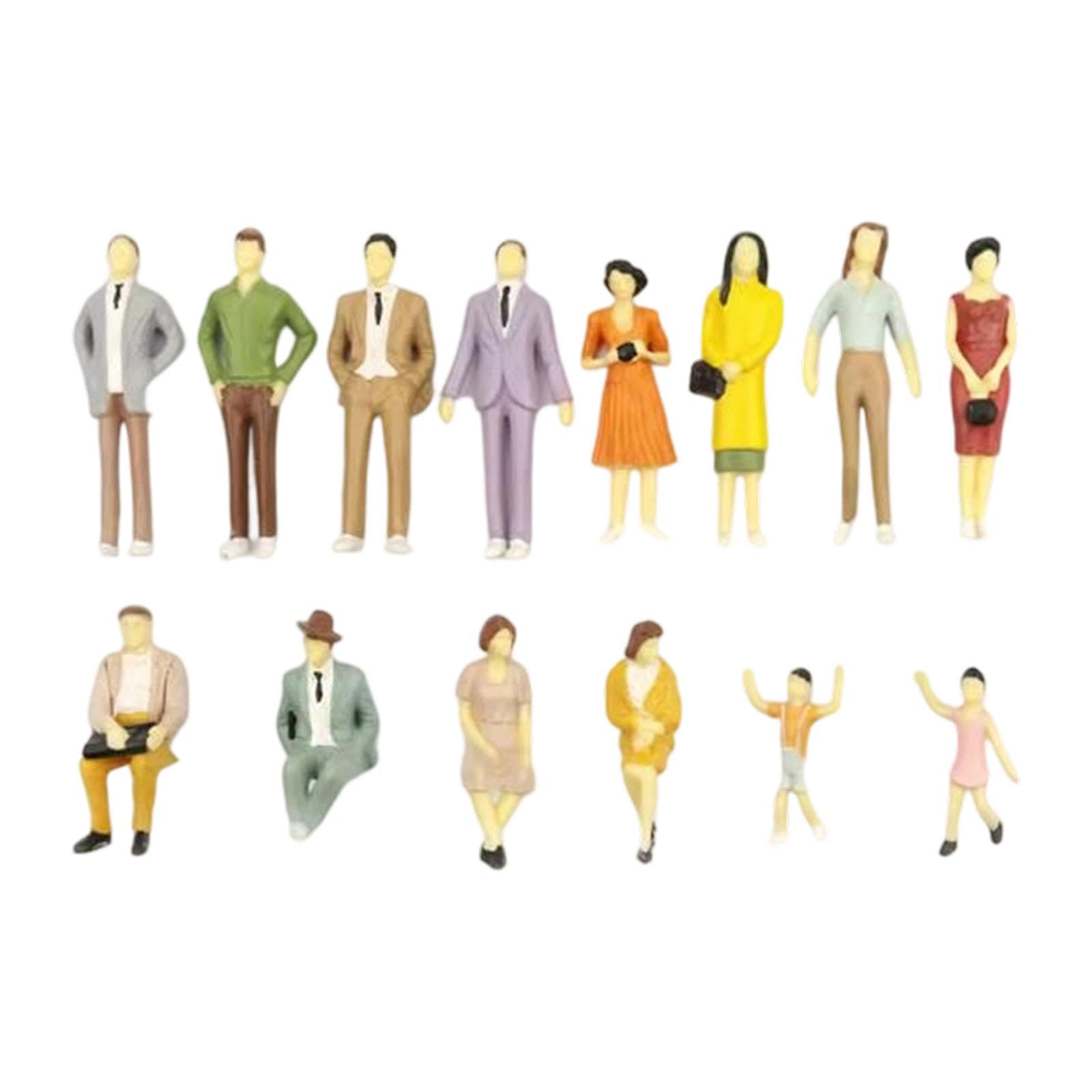 blloocod Miniature Figures 14 Pcs Small Dollhouse Accessories, Micro Landscape Diorama Scene Models Layout Props for Train Garden- 65mm