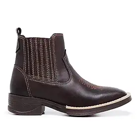 Bota Botina Country Couro Legítimo Premium Bico Quadrado 5002