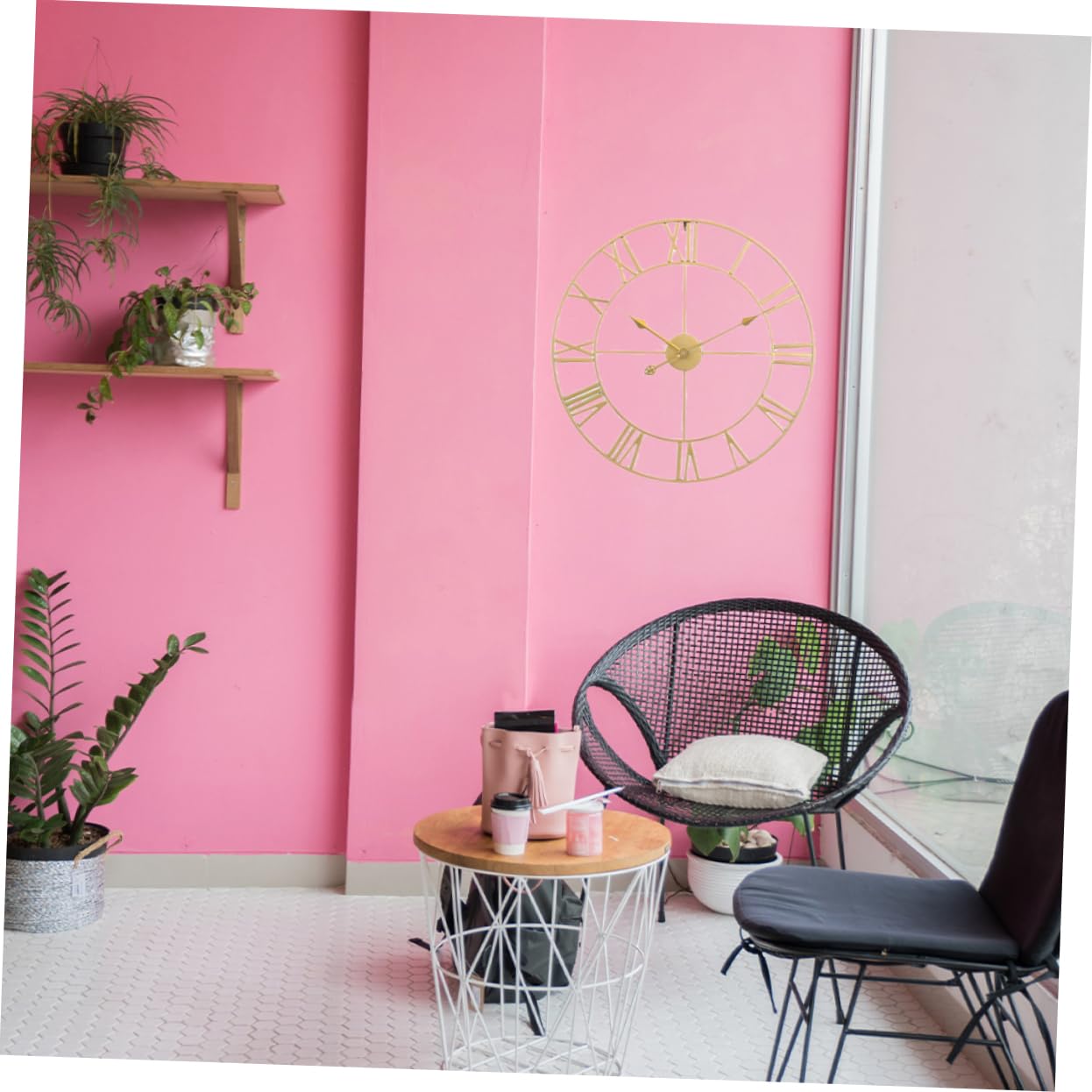 Cabilock Reloj de Pared de Hierro Beige Silencioso para Cocina y Hogar | Decoración para Pared, Fácil de Instalar y Retirar, Estilo Creativo y Chic