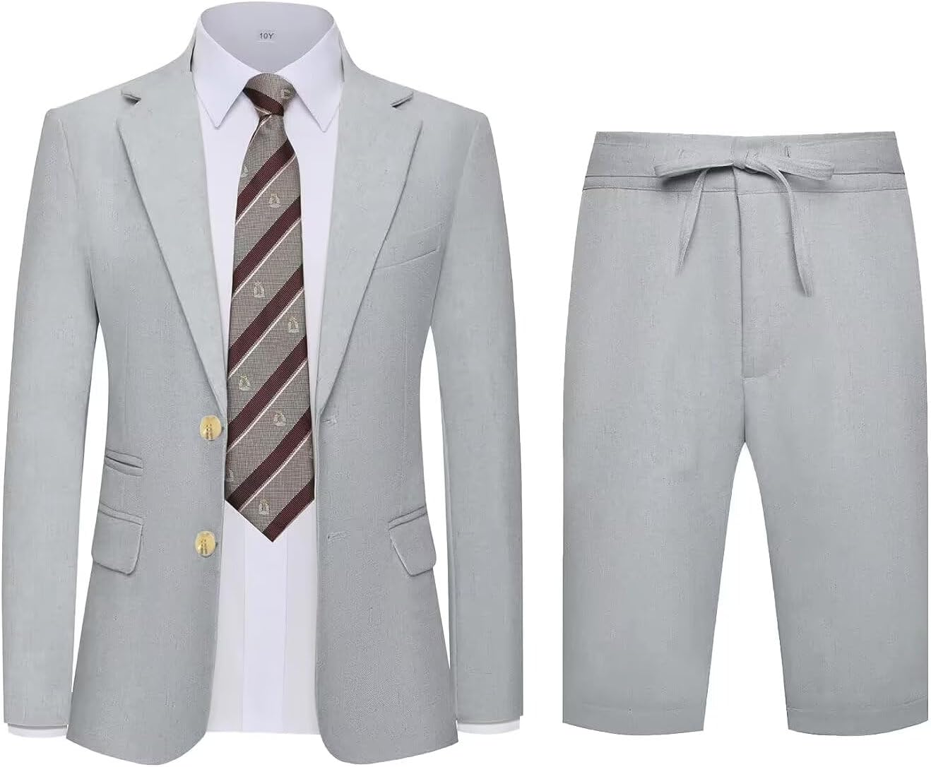 2 Piece Linen Men's Suits Casual Men Suit Summer Beach Wedding Dress Tux Prom Lightweight Blazer Jacket and Shorts Set