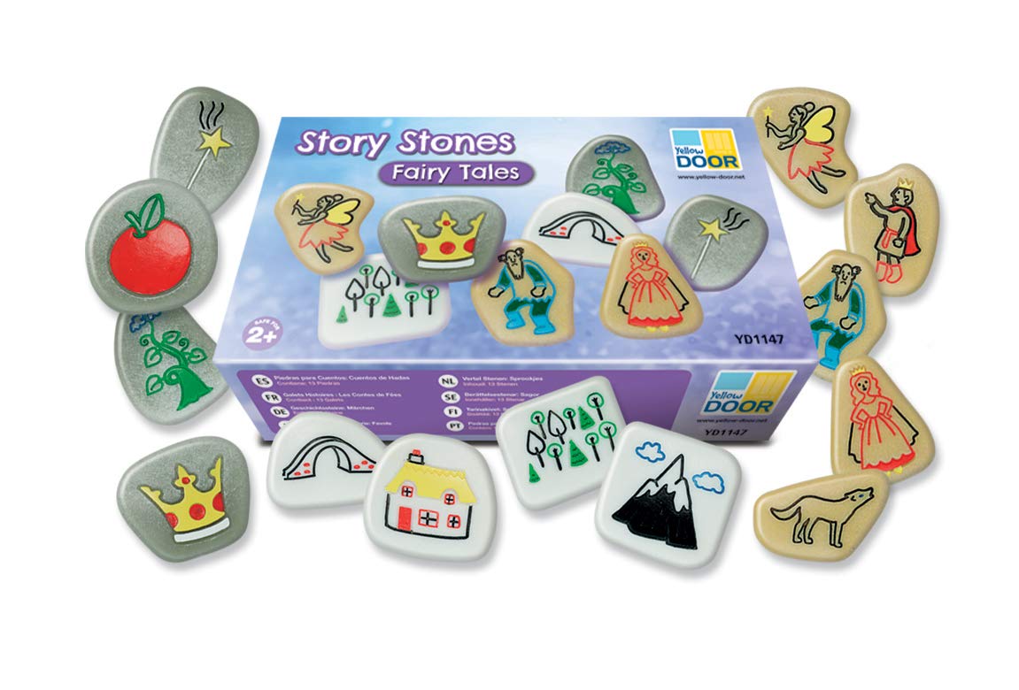 Yellow Door Story Stones Fairy Tales | Set of 13 stones for story structure | Storytelling | Story Book Play Characters | Early Educational Toy for kids age 2 3 4 5 | Outdoor Literacy | Bookish Play